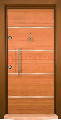 Коричневая входная дверь c МДФ панелью ЧД-11 в частный дом в Солнечногорске
