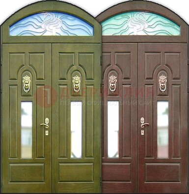 Стальная арочная дверь со стеклом ДА-17 для монолитного дома в Солнечногорске