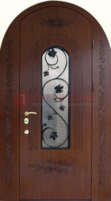 Качественная входная арочная дверь со стеклом и ковкой ДА-18 в Солнечногорске