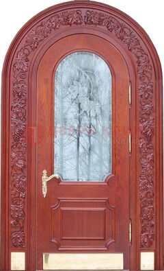 Толстая металлическая арочная дверь со стеклом ДА-20 в Солнечногорске