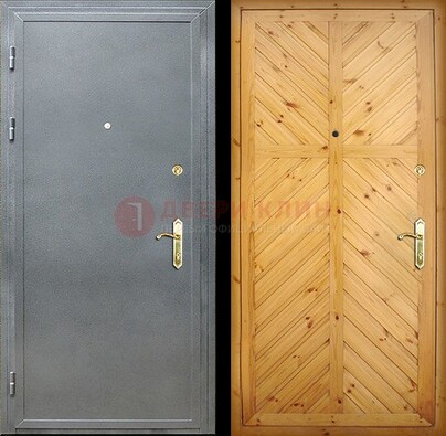Серая металлическая дверь с евровагонкой ДЕ-12 в Дзержинском