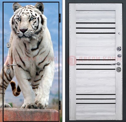 Стальная дверь с фотопечатью тигра ДФ-12 в Солнечногорске