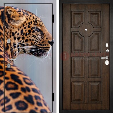 Металлическая дверь с фотопечатью леопарда ДФ-26 в Солнечногорске