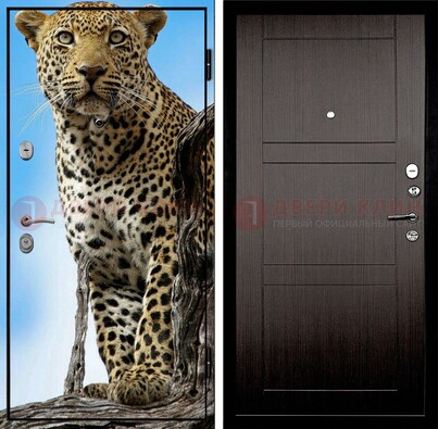 Железная дверь с рисунком гепарда снаружи ДФ-27 в Солнечногорске