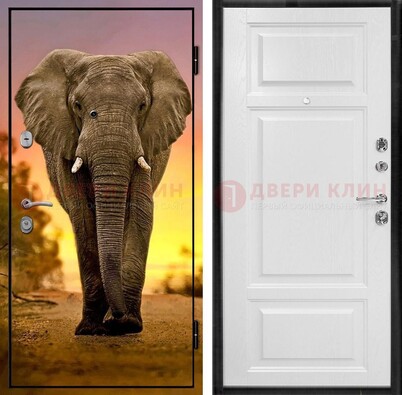 Металлическая дверь с фотопечатью слона ДФ-30 в Солнечногорске