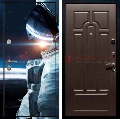 Стальная дверь с фотопечатью космонавта ДФ-4 в Солнечногорске