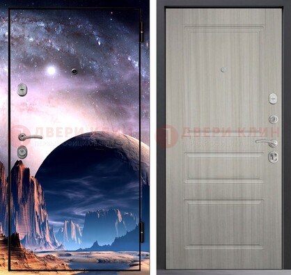 Железная дверь с фотопечатью космоса и планеты ДФ-50 в Солнечногорске