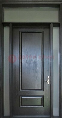 Черная металлическая дверь с фрамугами и стеклом ДФГ-24 в Солнечногорске