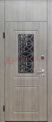 Металлическая дверь Винорит стекло и ковка с фрамугой ДФГ-33 в Солнечногорске