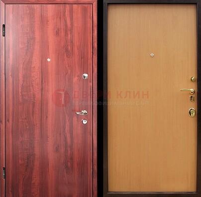 Красная железная дверь с ламинатом ДЛ-3 в Солнечногорске
