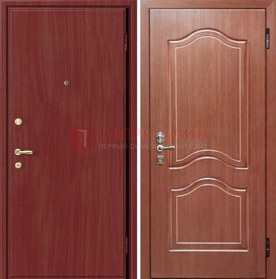 Красная металлическая дверь с ламинатом МДФ внутри ДЛ-8 в Солнечногорске