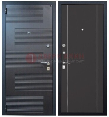 Темная металлическая дверь с МДФ ДМ-105 в деревянный дом в Солнечногорске