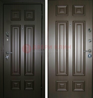 Темная металлическая дверь с МДФ ДМ-136 в квартиру в Солнечногорске