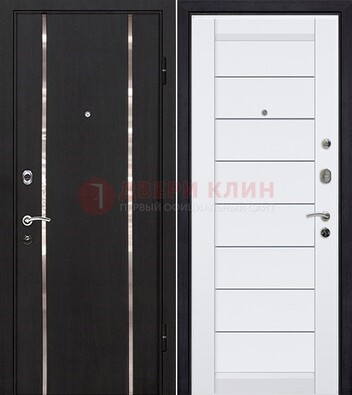 Черная входная дверь с МДФ и декоративными вставками ДМ-143 в Солнечногорске