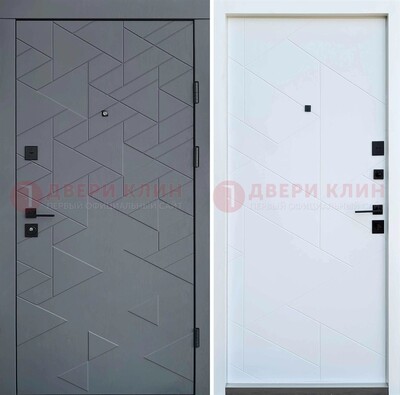 Серая металлическая дверь МДФ с узором  ДМ-224 в Солнечногорске