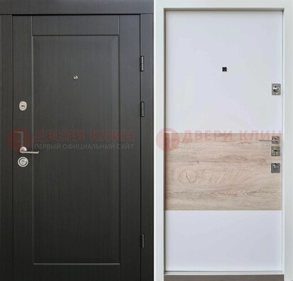 Черная металлическая дверь с белой МДФ внутри ДМ-230 в Солнечногорске