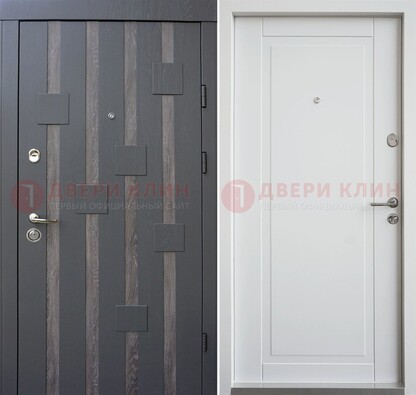 Темная металлическая дверь c белом МДФ внутри ДМ-231 в Солнечногорске
