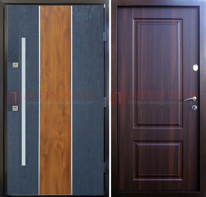 Современная входная дверь и с коричневой МДФ внутри ДМ-236 в Солнечногорске
