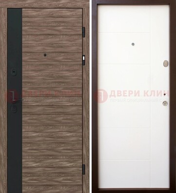 Коричневая входная дверь с черной вставкой МДФ ДМ-239 в Солнечногорске