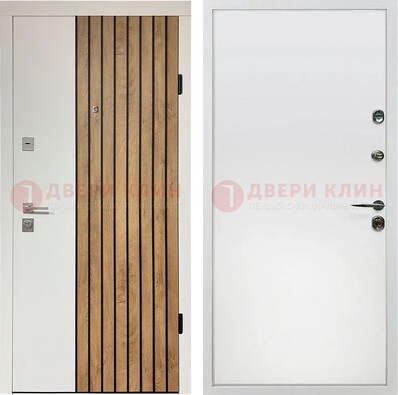Белая с коричневой вставкой филенчатая дверь МДФ ДМ-278 в Солнечногорске