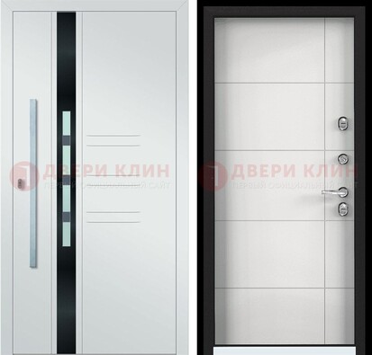 Металлическая дверь в белом цвете с МДФ ДМ-323 в Солнечногорске