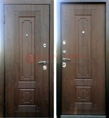Коричневая металлическая дверь с МДФ ДМ-32 на дачу в Солнечногорске