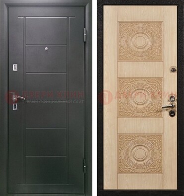 Темная железная дверь с МДФ в квартиру ДМ-344 в Солнечногорске