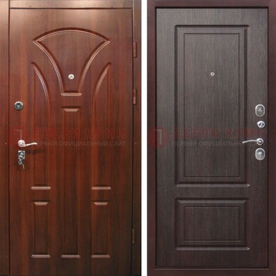 Темная железная дверь с коричневыми МДФ ДМ-376 в Солнечногорске