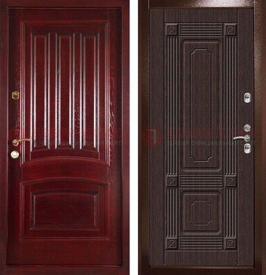 Красная стальная дверь с филенчатой МДФ ДМ-398 в Солнечногорске
