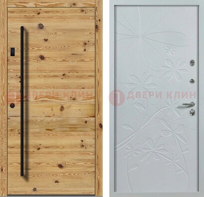 Металлическая дверь с МДФ в светлом цвете ДМ-412 в Солнечногорске