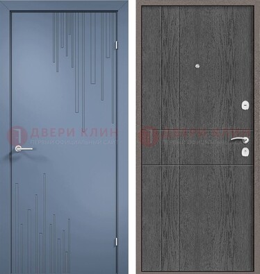 Синяя металлическая дверь МДФ в квартиру ДМ-434 в Солнечногорске