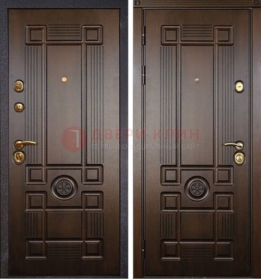 Квартирная коричневая железная дверь с МДФ ДМ-45 в Солнечногорске