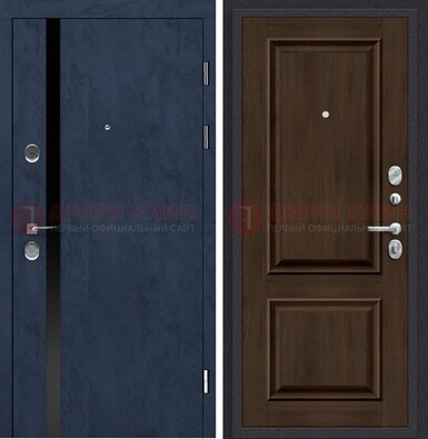 Синяя входная дверь МДФ с обеих сторон ДМ-473 в Солнечногорске