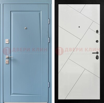 Синяя железная дверь с МДФ панелями ДМ-491 в Солнечногорске