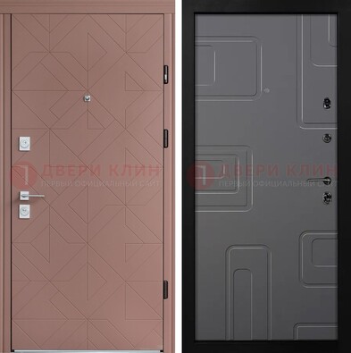 Красная стальная дверь в квартиру с МДФ хайтек ДМ-493 в Солнечногорске