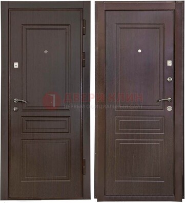 Антивандальная коричневая железная дверь с МДФ ДМ-61 в Солнечногорске