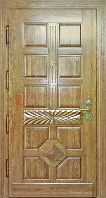 Светлая стальная дверь с массивом дуба и узором ДМД-63 в Солнечногорске