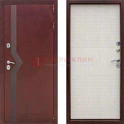 Бордовая металлическая дверь с порошковым напылением ДП-100 в Солнечногорске