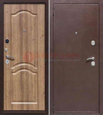 Коричневая железная дверь с порошковым окрасом ДП-191 в Солнечногорске