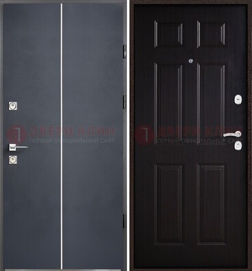 Железная дверь с порошковым покрытием и отделкой Темный орех внутри ДП-211 в Солнечногорске