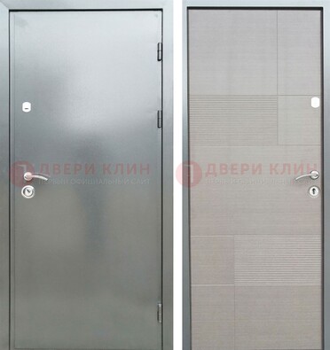Металлическая серая дверь с порошковым покрытием и серым МДФ внутри ДП-250 в Солнечногорске
