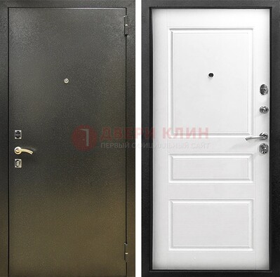 Входная дверь Темное серебро с порошковым напылением и белой МДФ ДП-272 в Солнечногорске