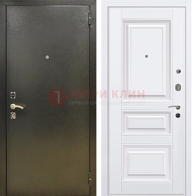 Железная темно-серая дверь с порошковым напылением и белой МДФ ДП-274 в Солнечногорске