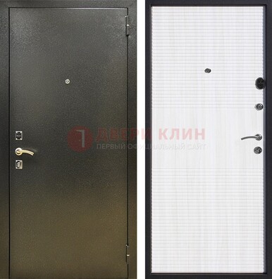 Стальная темно-серая дверь с порошковой отделкой и МДФ Белый ясень ДП-279 в Солнечногорске