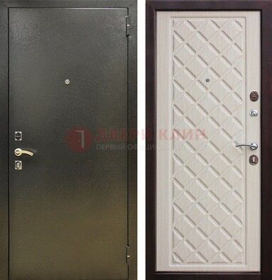 Темно-серая железная дверь с порошковым покрытием и филенчатой МДФ ДП-289 в Солнечногорске
