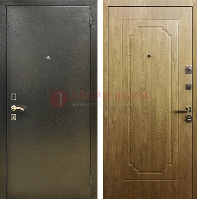 Темно-серая входная дверь с порошковым покрытием и МДФ Золотой дуб ДП-291 в Солнечногорске