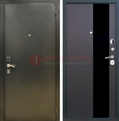 Входная темная дверь с порошковым покрытием и МДФ со стеклом ДП-294 в Солнечногорске