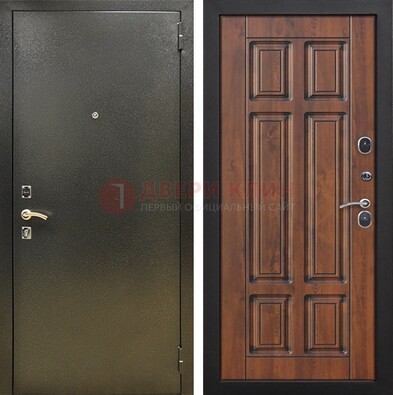 Металлическая входная темная дверь с порошковым напылением и МДФ ДП-299 в Солнечногорске