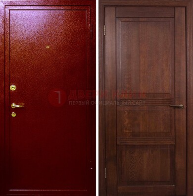 Красная железная дверь с порошковым окрасом ДП-58 в Солнечногорске