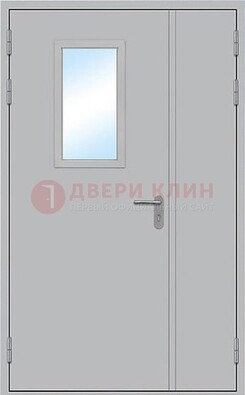Белая входная техническая дверь со стеклянной вставкой ДПП-10 в Солнечногорске